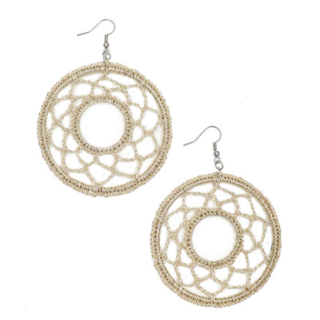 Handcrafted Handmade Golden Round Crochet Earring