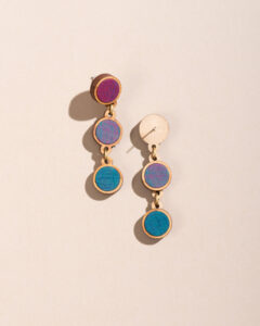 Handcrafted Upcycled Fabric and Reimagined Wood Round Earring