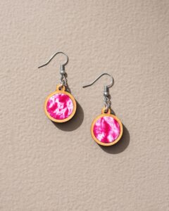 PinkTie and Dye Reimagined Wood and Fabric Danglers