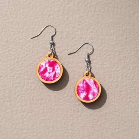 PinkTie and Dye Reimagined Wood and Fabric Danglers
