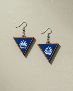 Handcrafted Upcycled Fabric and Reimagined Wood Triangular Earrings