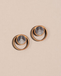 Grey Batik Fabric and Reimagined Wood Stud Earrings