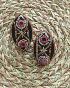 Handcrafted Pink Hand Embroidered Studs