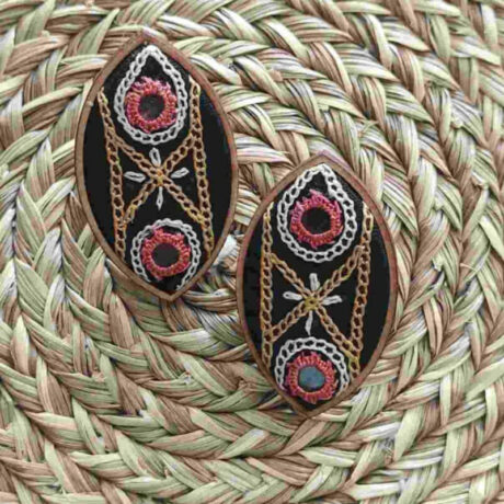 Handcrafted Pink Hand Embroidered Studs