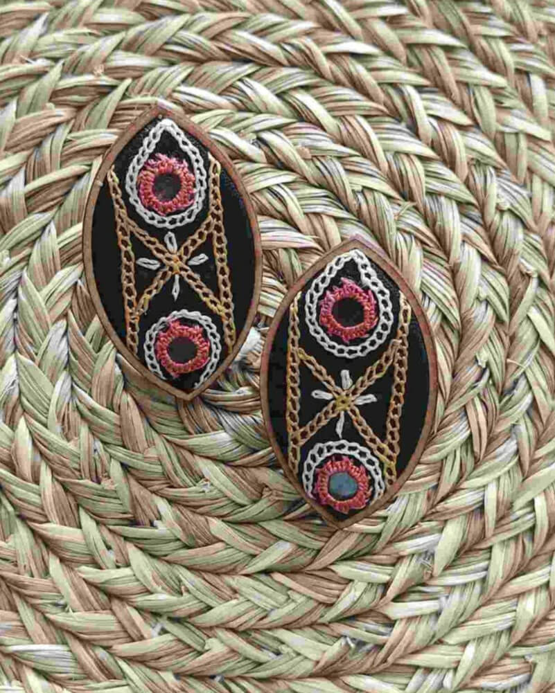 Handcrafted Pink Hand Embroidered Studs