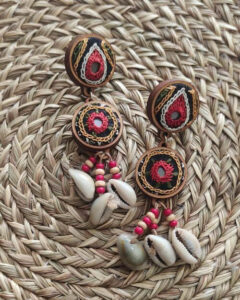 Handcrafted 2-Layer Multicolor Hand Embroidered Earrings
