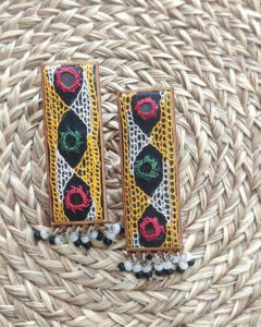 Handcrafted Hand Embroidered Multicolor Rectangle Earrings